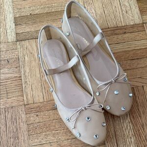 Loeffler Randall Beige Studded Ballet Flats